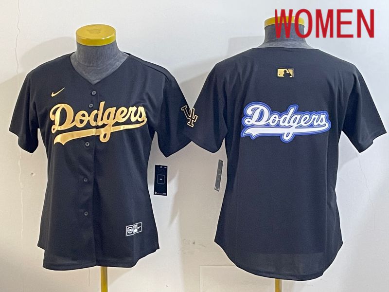 Women Los Angeles Dodgers Blank Black Gold Game 2024 Nike MLB Jersey style 12095